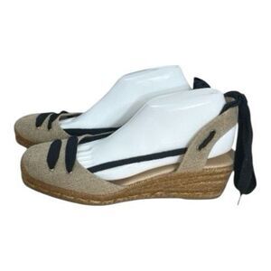 Gaimo Women Tan Heeled Sandals 41(US 9-9.5) Ankle Strap Close Toe Espadilles